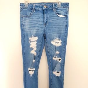 American Eagle Sz 12L Jeans Long Hi Rise Jegging Next Level Stretch Skinny